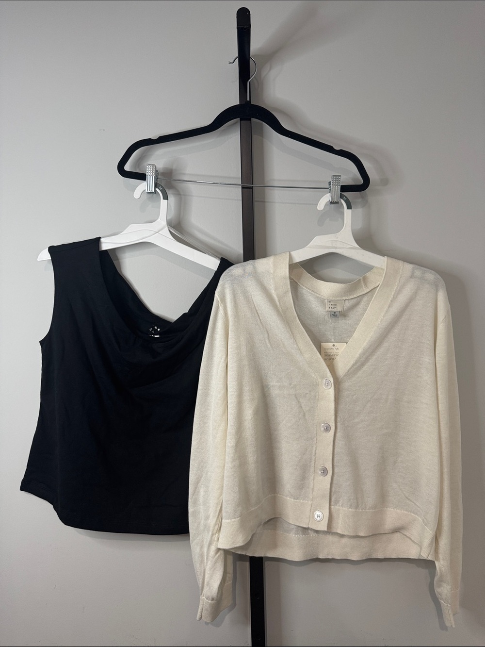 Target A New Day Black Top with Cream Cardigan Women’s Size Medium New NWT